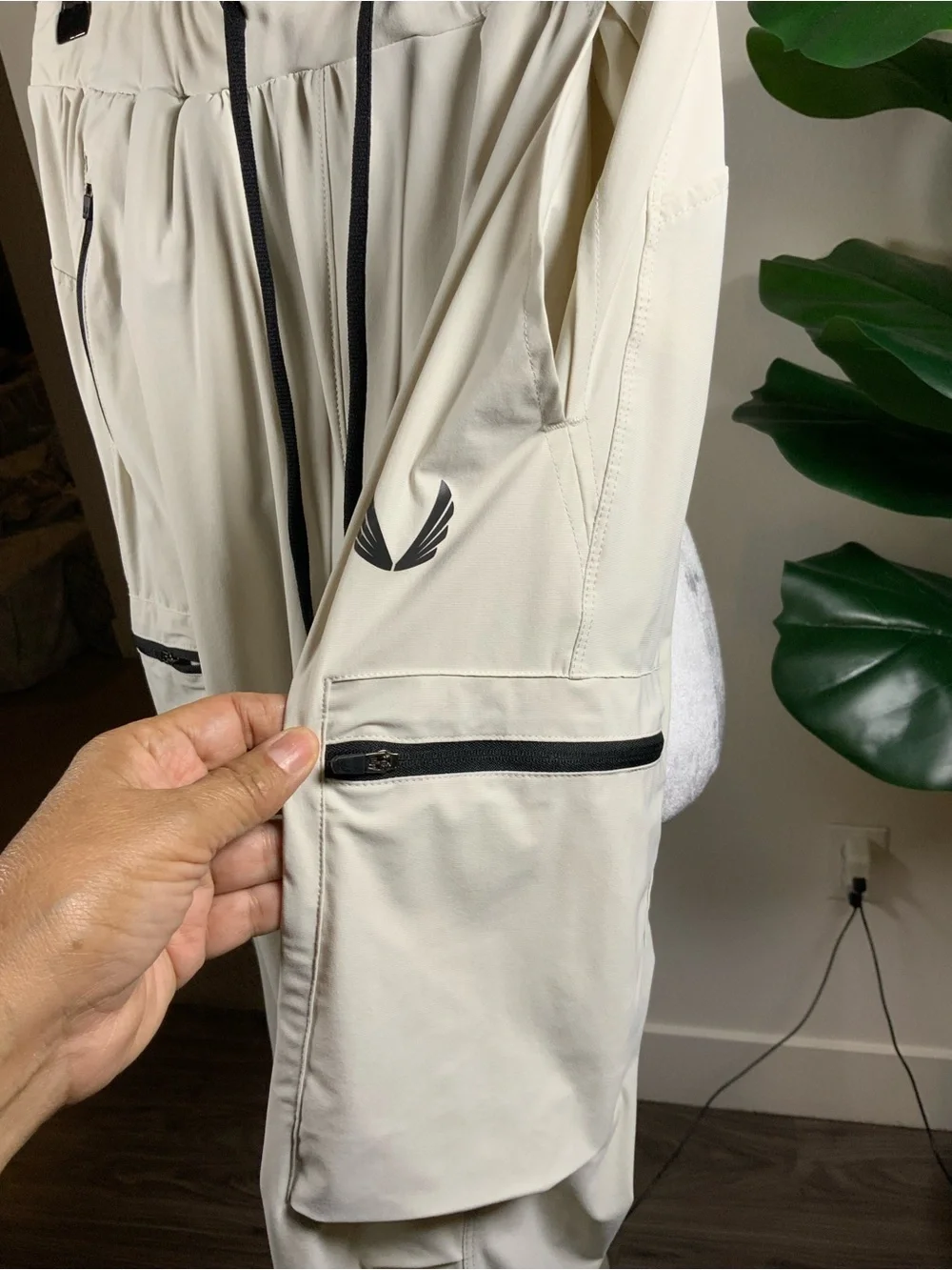 ASRV Cream Cargo Joggers with Black Accents